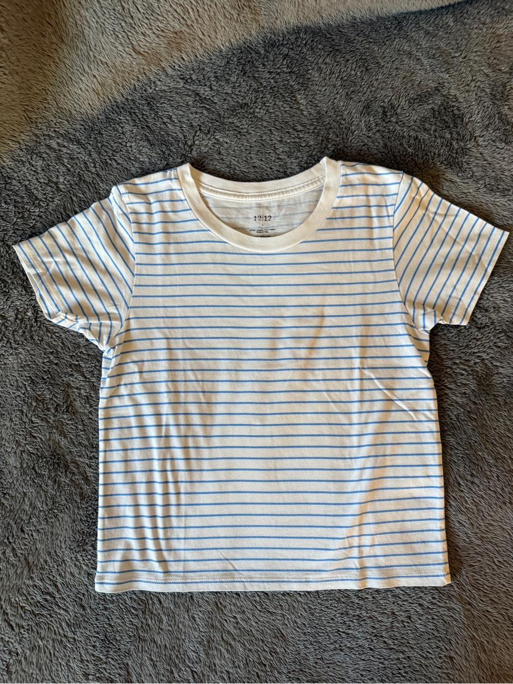 12|12 Blue & White Striped Pima Cotton Tee • Size 12